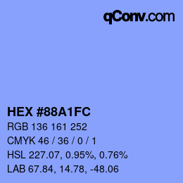 颜色代码: HEX #88A1FC | qconv.com