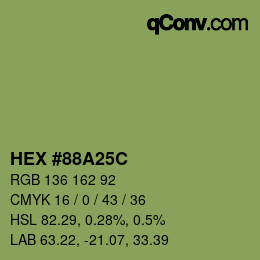 Color code: HEX #88A25C | qconv.com