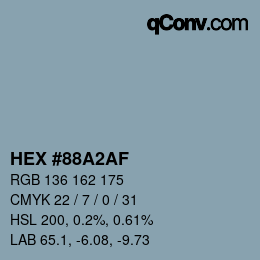 Color code: HEX #88A2AF | qconv.com