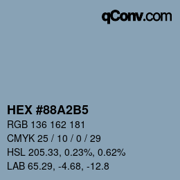カラーコード: HEX #88A2B5 | qconv.com