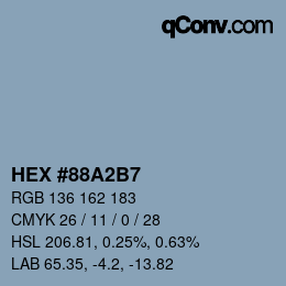 カラーコード: HEX #88A2B7 | qconv.com