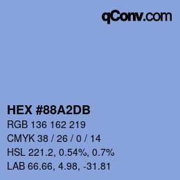 カラーコード: HEX #88A2DB | qconv.com