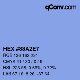 カラーコード: HEX #88A2E7 | qconv.com