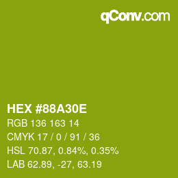 Color code: HEX #88A30E | qconv.com