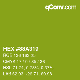 Color code: HEX #88A319 | qconv.com
