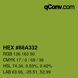 Color code: HEX #88A332 | qconv.com