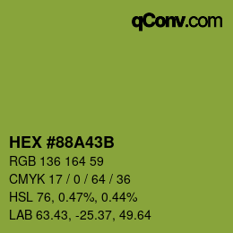 Farbcode: HEX #88A43B | qconv.com