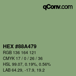 Farbcode: HEX #88A479 | qconv.com