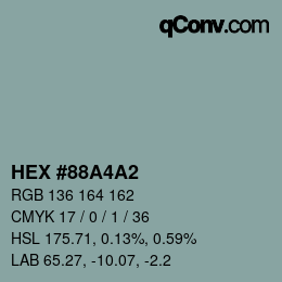 カラーコード: HEX #88A4A2 | qconv.com