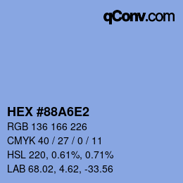 颜色代码: HEX #88A6E2 | qconv.com