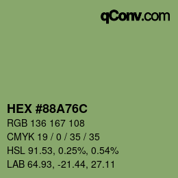 Color code: HEX #88A76C | qconv.com