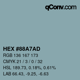 Color code: HEX #88A7AD | qconv.com