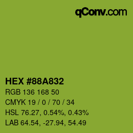 Color code: HEX #88A832 | qconv.com