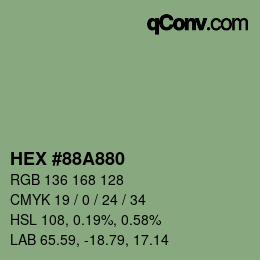Color code: HEX #88A880 | qconv.com