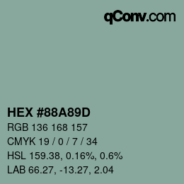 Color code: HEX #88A89D | qconv.com