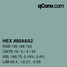 カラーコード: HEX #88A8A2 | qconv.com
