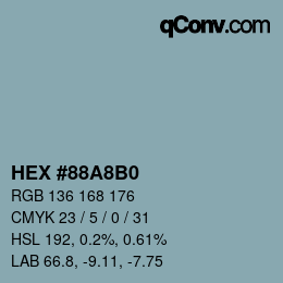 カラーコード: HEX #88A8B0 | qconv.com