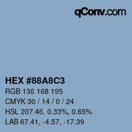 カラーコード: HEX #88A8C3 | qconv.com
