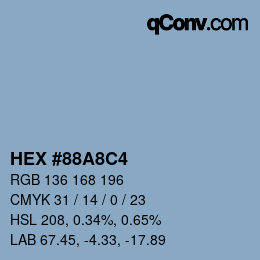 Color code: HEX #88A8C4 | qconv.com
