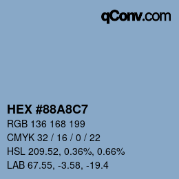 Farbcode: HEX #88A8C7 | qconv.com