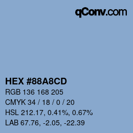 Color code: HEX #88A8CD | qconv.com