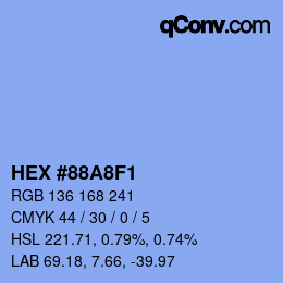 颜色代码: HEX #88A8F1 | qconv.com