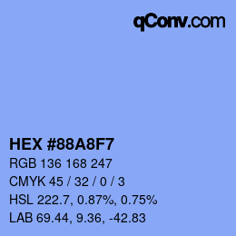 カラーコード: HEX #88A8F7 | qconv.com