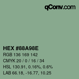 Color code: HEX #88A98E | qconv.com