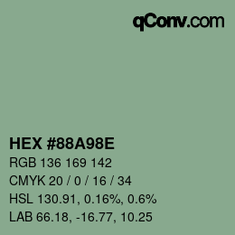 Color code: HEX #88A98E | qconv.com