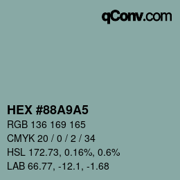 Color code: HEX #88A9A5 | qconv.com