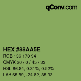 カラーコード: HEX #88AA5E | qconv.com