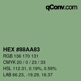 Color code: HEX #88AA83 | qconv.com