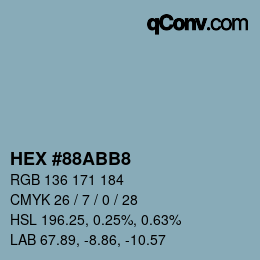 Color code: HEX #88ABB8 | qconv.com