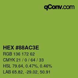 Code couleur: HEX #88AC3E | qconv.com