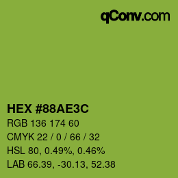 Color code: HEX #88AE3C | qconv.com