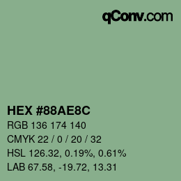 Color code: HEX #88AE8C | qconv.com