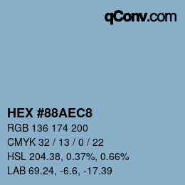 カラーコード: HEX #88AEC8 | qconv.com