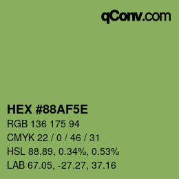 Código de color: HEX #88AF5E | qconv.com
