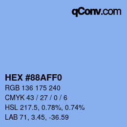 Color code: HEX #88AFF0 | qconv.com