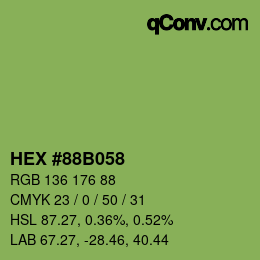 カラーコード: HEX #88B058 | qconv.com