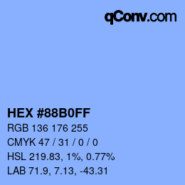 Color code: HEX #88B0FF | qconv.com