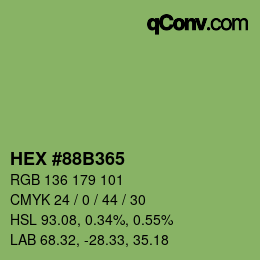 カラーコード: HEX #88B365 | qconv.com