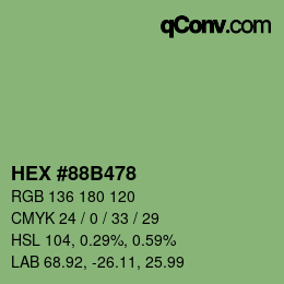 Farbcode: HEX #88B478 | qconv.com