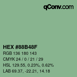颜色代码: HEX #88B48F | qconv.com