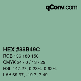 Color code: HEX #88B49C | qconv.com