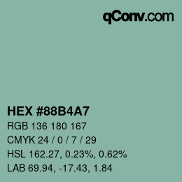 Código de color: HEX #88B4A7 | qconv.com