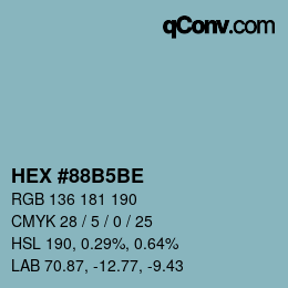 カラーコード: HEX #88B5BE | qconv.com