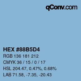 カラーコード: HEX #88B5D4 | qconv.com