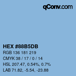 Code couleur: HEX #88B5DB | qconv.com