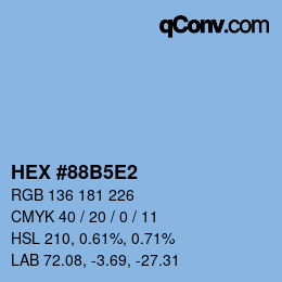 Código de color: HEX #88B5E2 | qconv.com